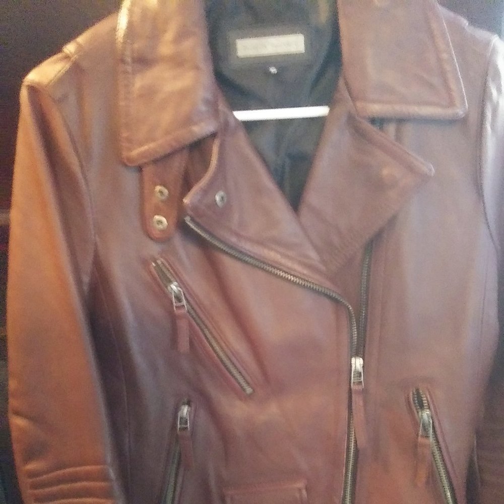 Black Rivet Oxblood Leather Motorcycle Jacket